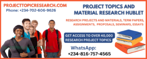 PROJECT TOPICS AND MATERIALS