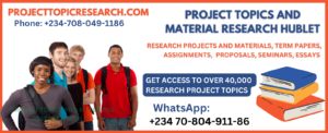 Project topics and materials